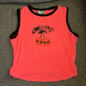 Omighty Pink Top with cherry 🍒 skull design
